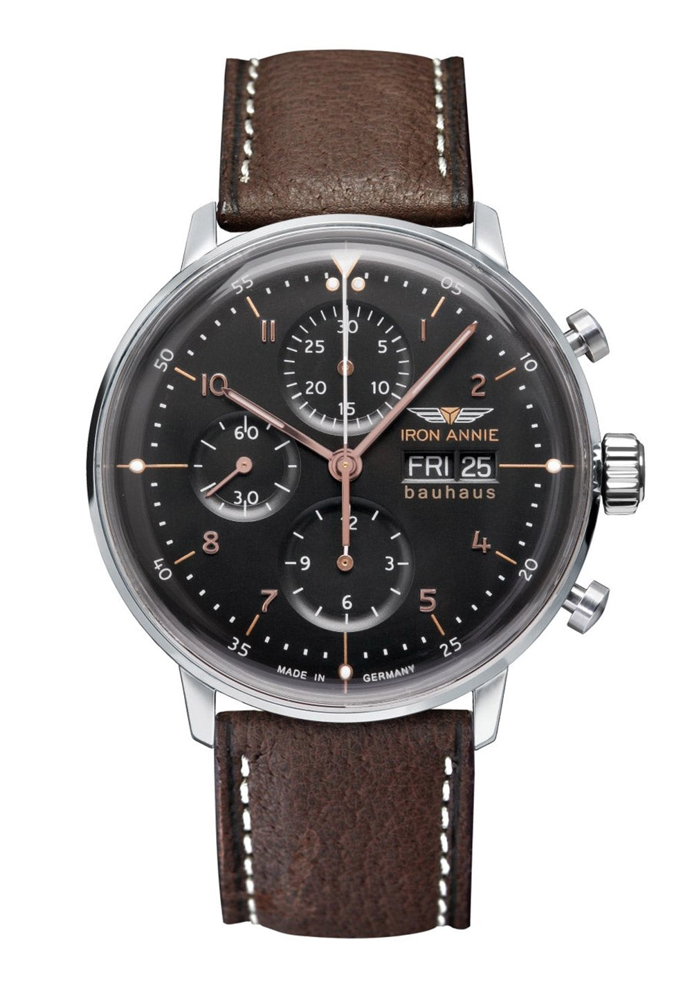 Iron Annie Bauhaus 5018-2 Herrenuhr Automatik Schwarz • Valjoux 7750 Chronograph • Sichtboden