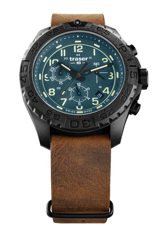 Traser P96 Outdoor Pioneer Evolution Chrono Petrol • Tritium-Leuchtindizes • Chronograph