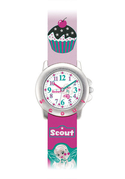Scout Cupcake 393.036 Mädchen Armbanduhr Rosa • Quarzwerk • Kunstlederband