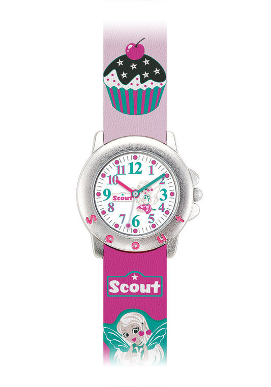 Scout Cupcake 393.036 Mädchen Armbanduhr Rosa • Quarzwerk • Kunstlederband