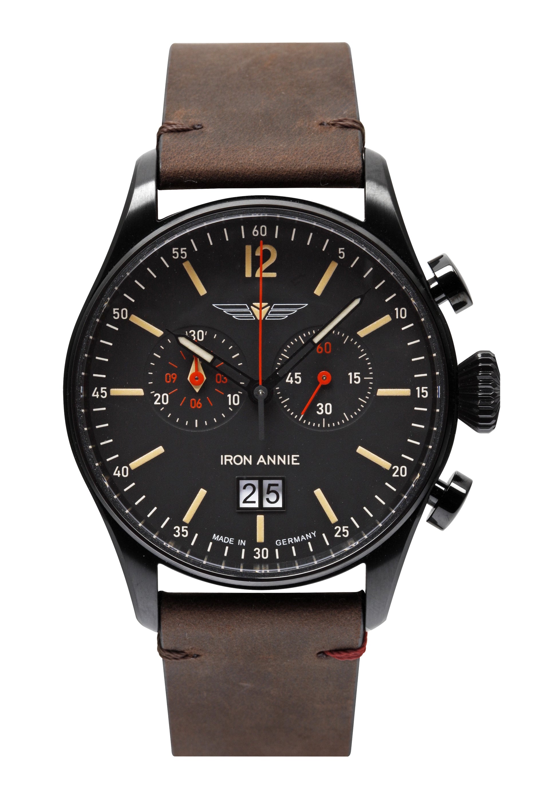 Iron Annie Flight Control 5184-2 Herren Chronograph Schwarz • Quarz-Chronograph • Leuchtziffern & Made in Germany