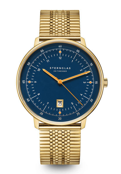 Sternglas Hamburg gold Quarz SuperSlim Herrenuhr Goldfarben • Saphirglas doppelt entspiegelt • Ronda 715 Quarzwerk
