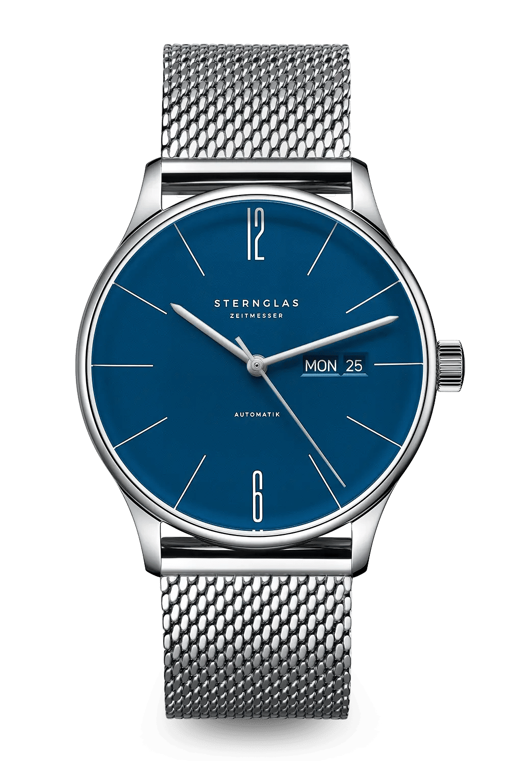 Sternglas Berlin Automatik Armbanduhr Mitternachtsblau • Bauhaus-Design • Automatikwerk
