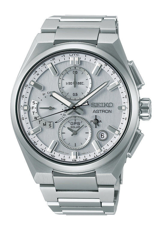 Seiko Astron SSH175 Herrenuhr Weiß • GPS Solar Chronograph • Saphirglas