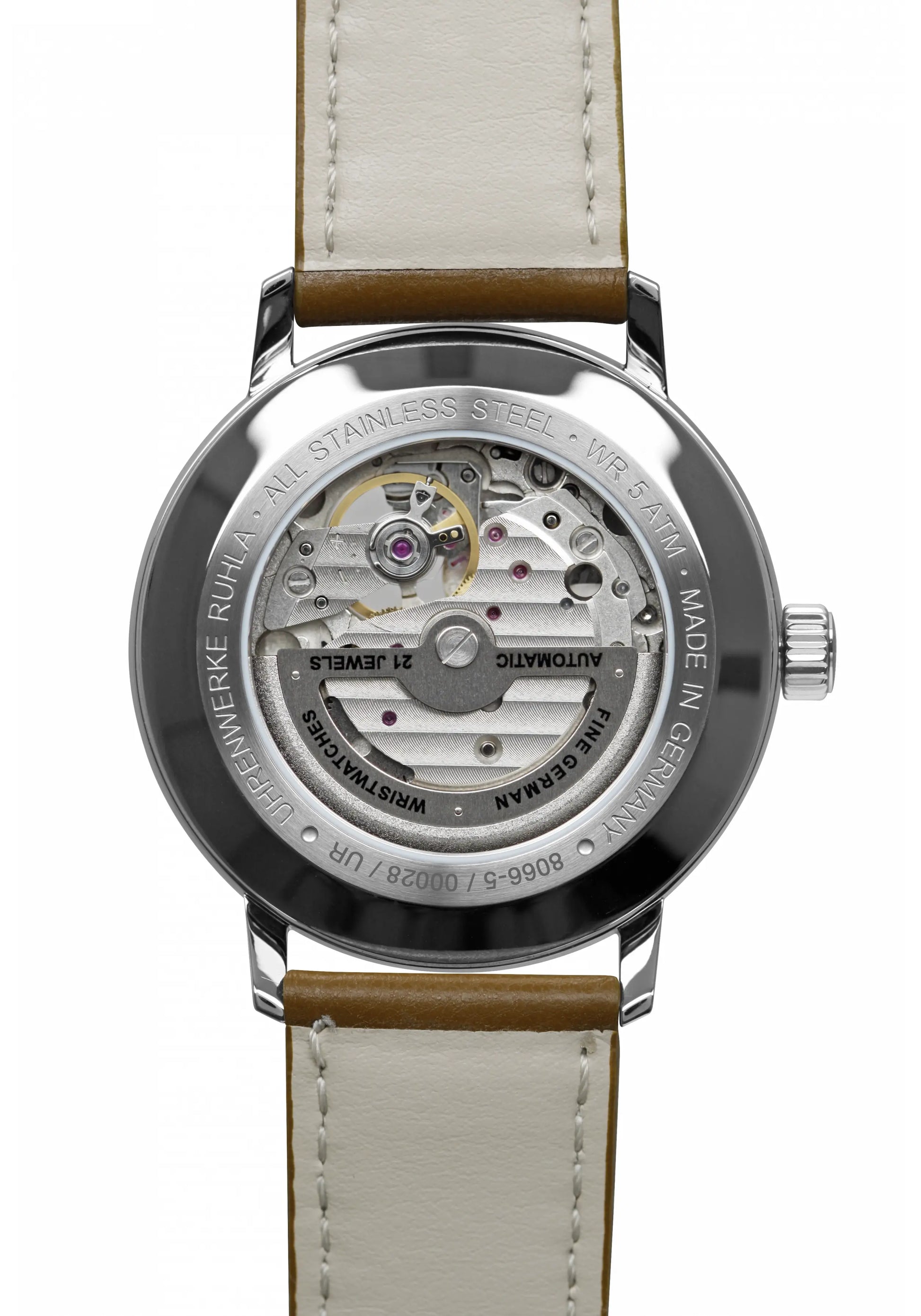 Zeppelin Hindenburg 8066-5 Herren Armbanduhr Beige • Automatikwerk Open Heart • Nachhaltiges BioVeg-Armband, Bild 2