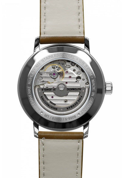 Zeppelin Hindenburg 8066-5 Herren Armbanduhr Beige • Automatikwerk Open Heart • Nachhaltiges BioVeg-Armband, Bild 2