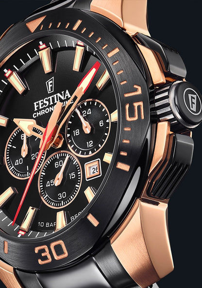 Festina Chrono Bike F20354/1 Herren Chronograph Roségold • Zyklopisches Fahrrad-Design • Mineralglas, Bild 3