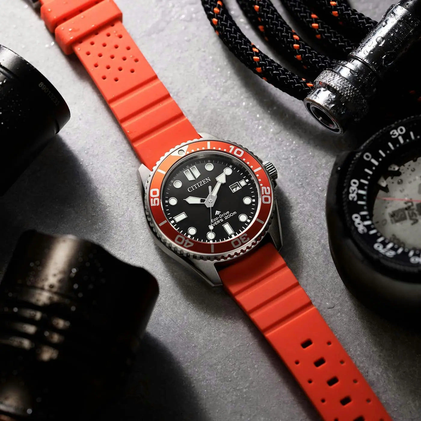 Citizen Promaster Marine BN0268-01E Herren Armbanduhr Schwarz/Orange • Saphirglas • Eco-Drive Solar, Bild 4