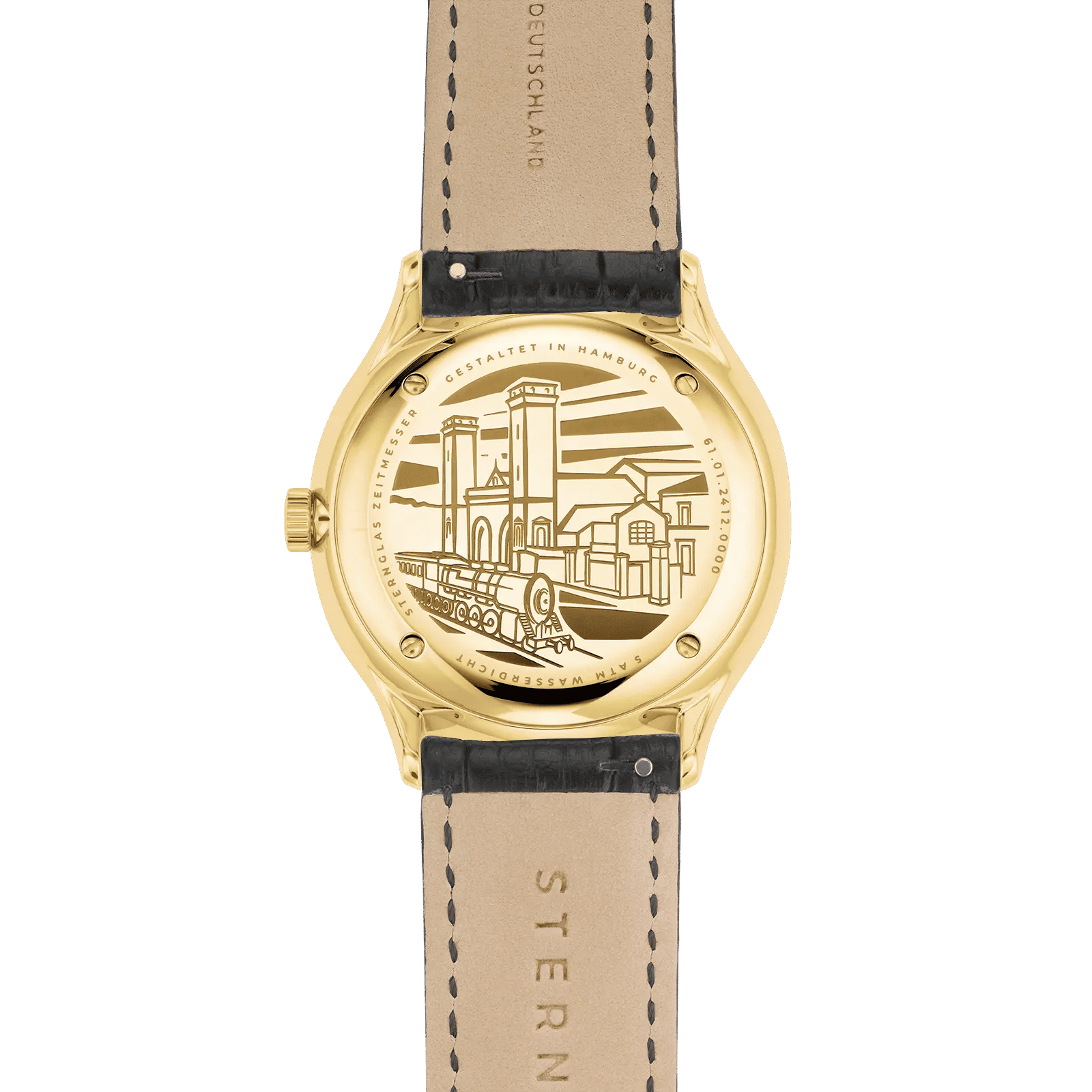 Sternglas Berlin S01-BE14-HE01 Damen Armbanduhr Gold • Geschwungenes Saphirglas • Bauhaus-Design, Bild 4