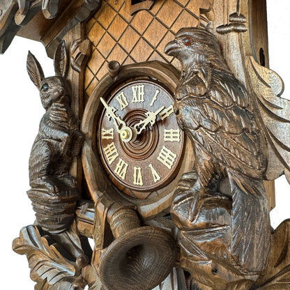 Rombach & Haas Tradition 3550-N Orologio da Parete Legno (scuro) • Movimento Meccanico 8 Giorni • Orologio a Cucù Foresta Nera Intagliato a Mano