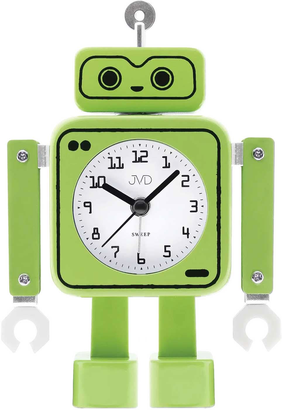 Sveglia Robot JVD 12 x 10,5 x 8,2 cm Metallo, Plastica • Look da robot con braccia mobili • Lancetta dei secondi silenziosa