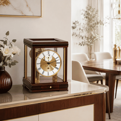 Orologio da tavolo Hermle 30x23x21 cm Mogano • Meccanismo Westminster • Design elegante