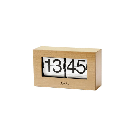 AMS 1175/18 Zegar stołowy / Flip Clock buk • Obudowa z litego drewna • Wskazanie 24-godzinne
