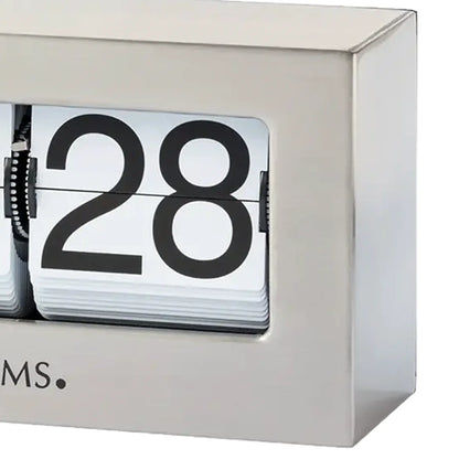 AMS T1175 Zegar stołowy / Zegar z klapkami (Flip Clock) srebrny • Mechanizm kwarcowy • Tarcza 24h