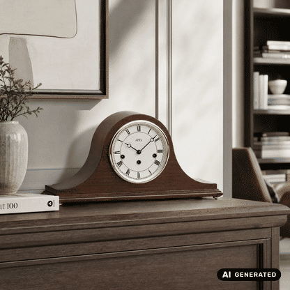 Zegar stołowy AMS T2193/1 orzech • 8-dniowy mechanizm Westminster • obudowa z drewna orzechowego