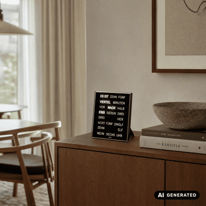 Zegar ścienny AMS T1232 czarny • Zegar słowny z cyframi LED • Mechanizm kwarcowy