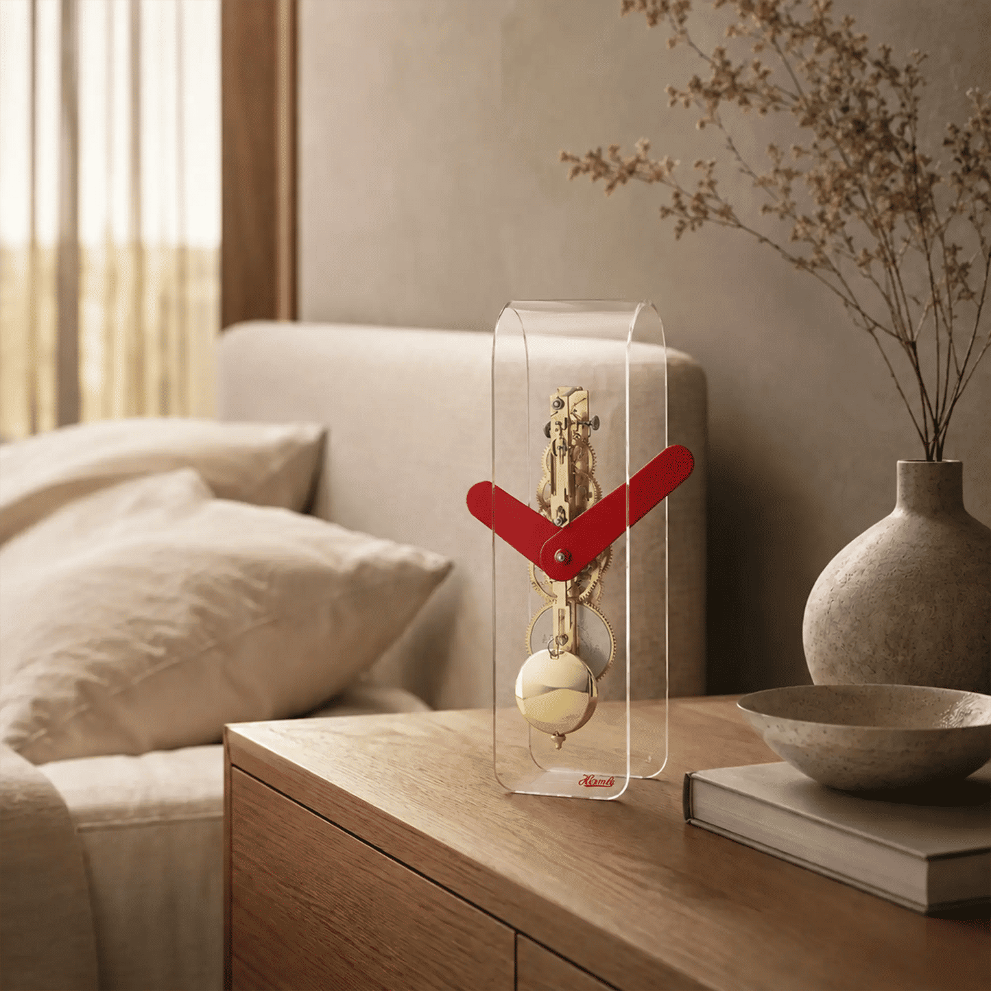 Orologio da tavolo Hermle 23x7x8 cm Acrilico • Movimento Meccanico • Movimento a Scheletro