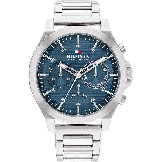 Tommy Hilfiger Herrenarmbanduhr mit blauem Zifferblatt und drei Hilfszifferblättern