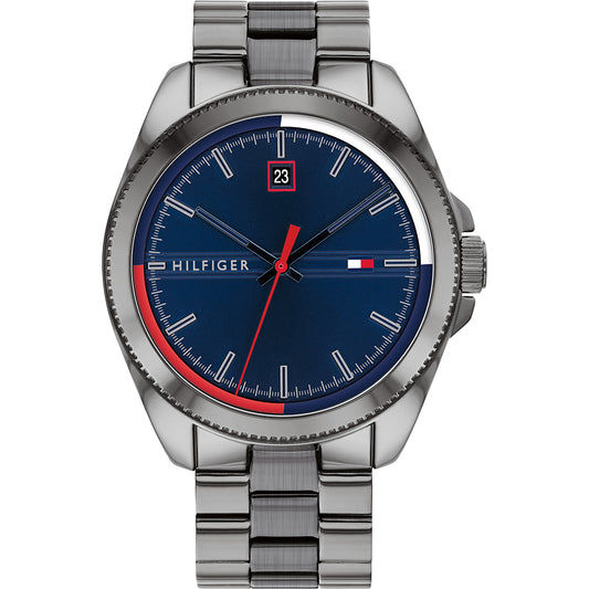Herrenarmbanduhr aus Edelstahl mit blauem Zifferblatt und Datumsfenster