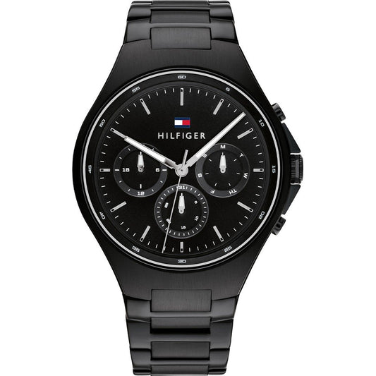 Tommy Hilfiger Herren-Armbanduhr in Schwarz mit rundem Zifferblatt und Multifunktions-Subdials