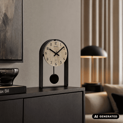 Orologio da tavolo a pendolo radiocontrollato AMS F5189 Sonoma • Movimento a pendolo radiocontrollato • Cassa in metallo laccato