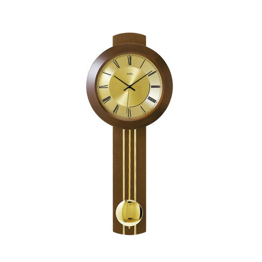 Orologio da parete AMS F5132/1Q in noce • Movimento a pendolo al quarzo • Applicazioni color ottone