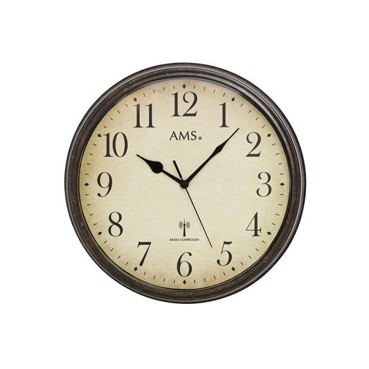 Orologio da parete radiocontrollato AMS F5962 • Movimento radiocontrollato preciso • Cassa in metallo