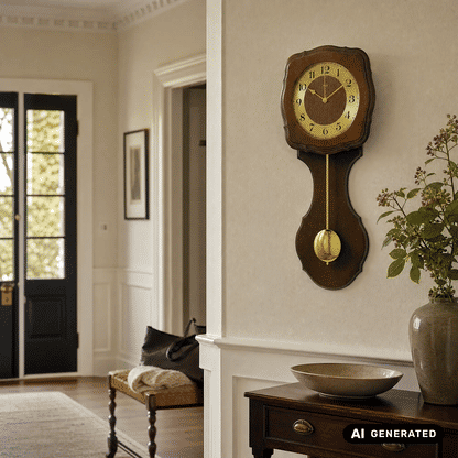 Orologio da parete AMS Pfronten F5162/1 in noce • Suoneria Westminster e Bim-Bam • Movimento a pendolo radiocontrollato