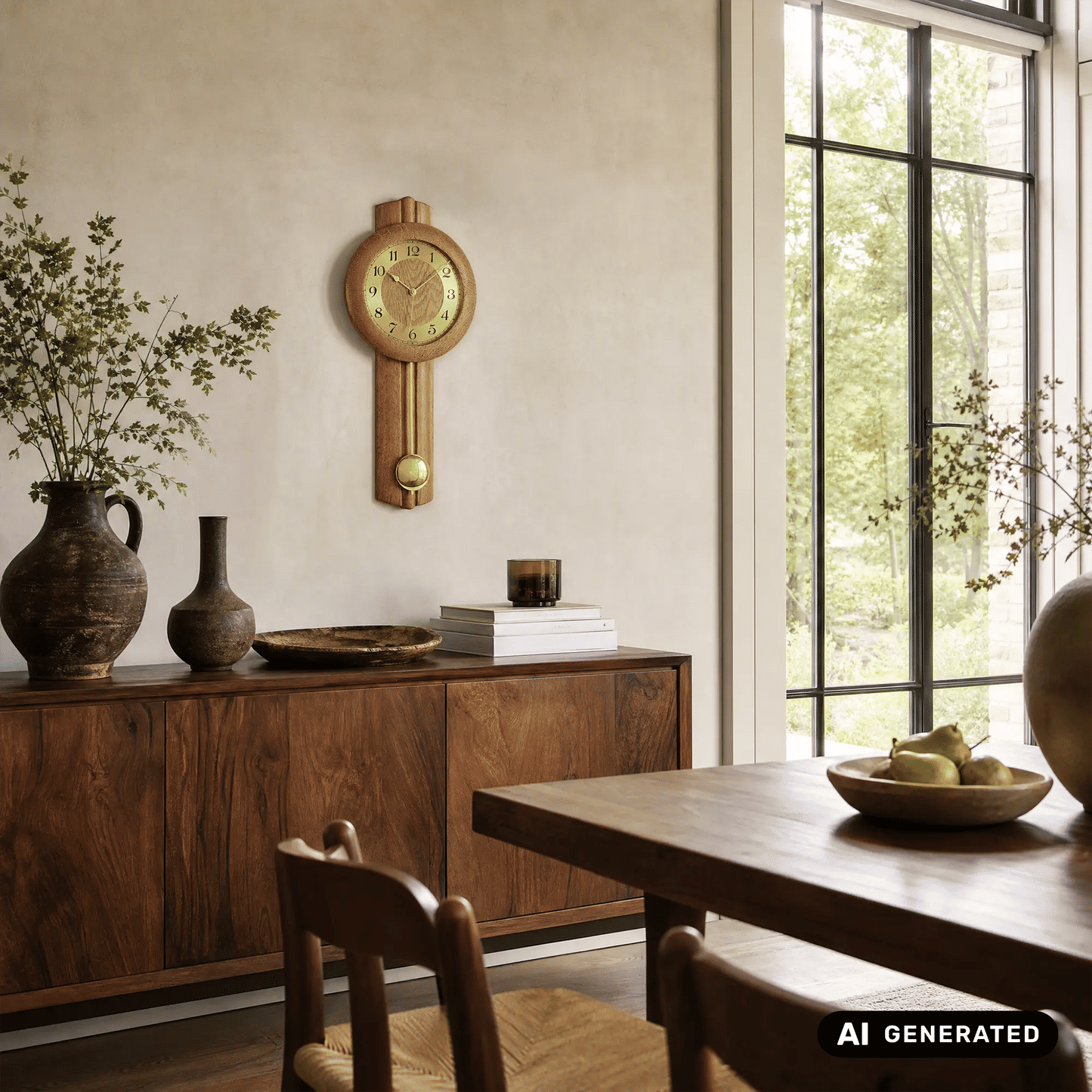 Orologio da parete AMS Wertach F5165/4 in rovere • Orologio a pendolo radiocontrollato • Legno massello prodotto in Germania