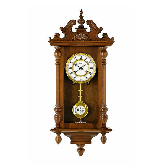 Orologio da parete AMS Klassik R617/1 • Movimento meccanico a 14 giorni • Legno di noce massello