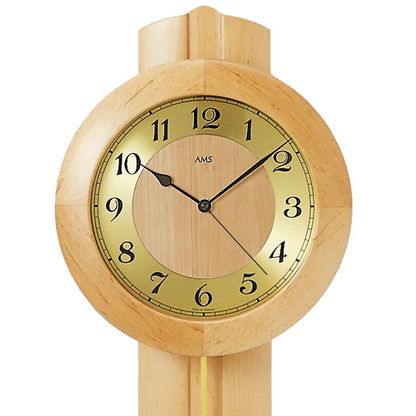 Orologio da parete AMS Wertach 5165/16 in ontano • Orologio a pendolo radiocontrollato • Made in Germany