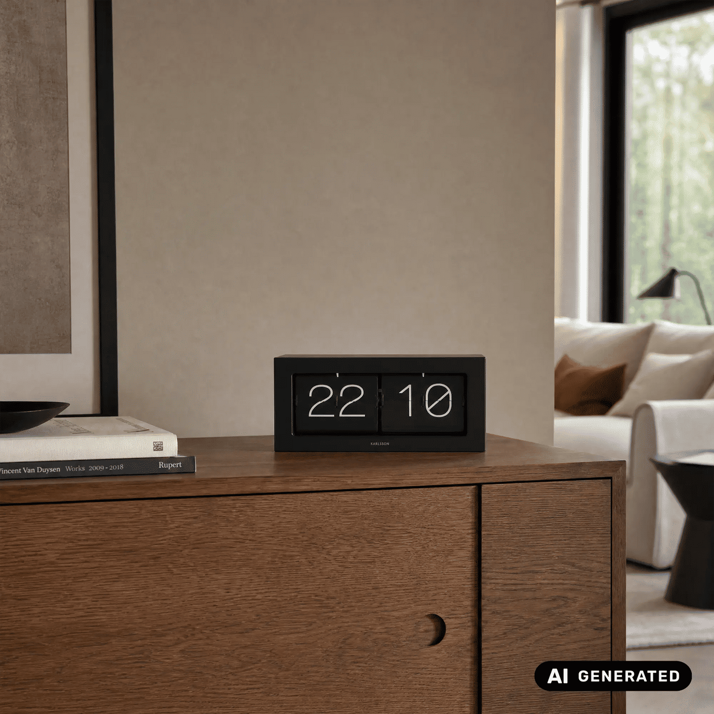 Karlsson Tischuhr mit schwarzem Flip-Display und Klappzahlen 22:10
