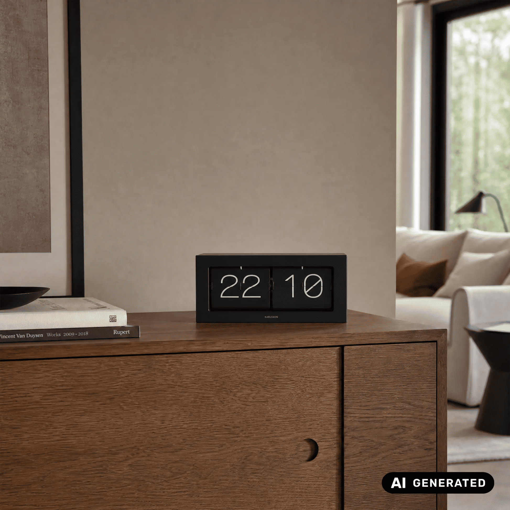 Karlsson Tischuhr mit schwarzem Flip-Display und Klappzahlen 22:10
