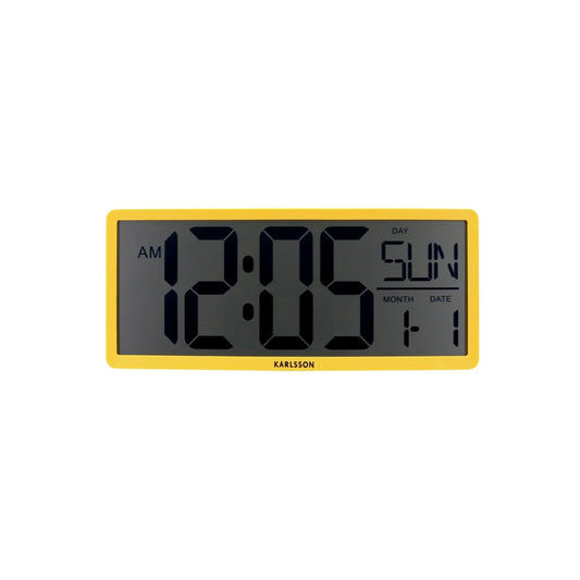 Orologio da parete Karlsson Retro LCD KA6020YE Giallo chiaro • Calendario & Sveglia • Indicatore temperatura
