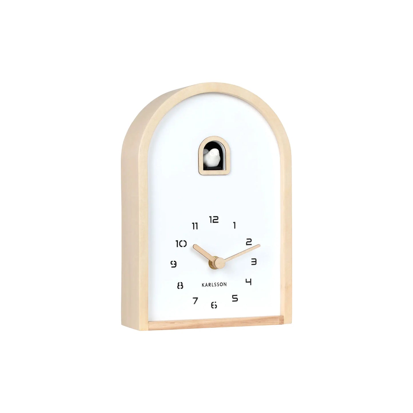 Orologio da parete Karlsson Curva Cuckoo KA6126WD legno chiaro • Design a cucù • Utilizzabile come orologio da parete o da tavolo