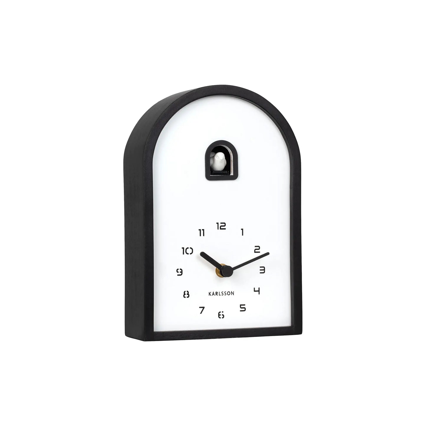 Orologio a cucù Karlsson Curva KA6126BK in legno nero • Richiamo del cucù allo scoccare dell'ora • Orologio da tavolo e da parete