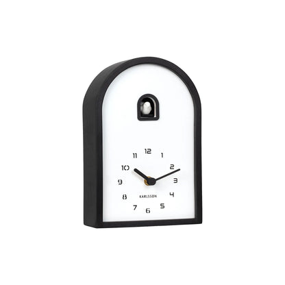 Orologio a cucù Karlsson Curva KA6126BK in legno nero • Richiamo del cucù allo scoccare dell'ora • Orologio da tavolo e da parete