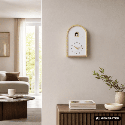 Orologio da parete Karlsson Curva Cuckoo KA6126WD legno chiaro • Design a cucù • Utilizzabile come orologio da parete o da tavolo