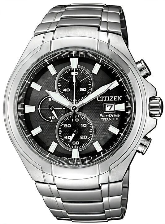 Citizen Herrenuhr mit Chronographen-Design, silberfarbenes Edelstahlband und Zifferblatt