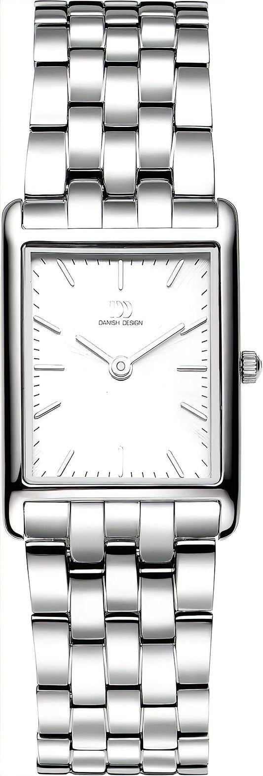Danish Design Damenuhr mit weißem Zifferblatt und silbernem Metallarmband, Analoganzeige