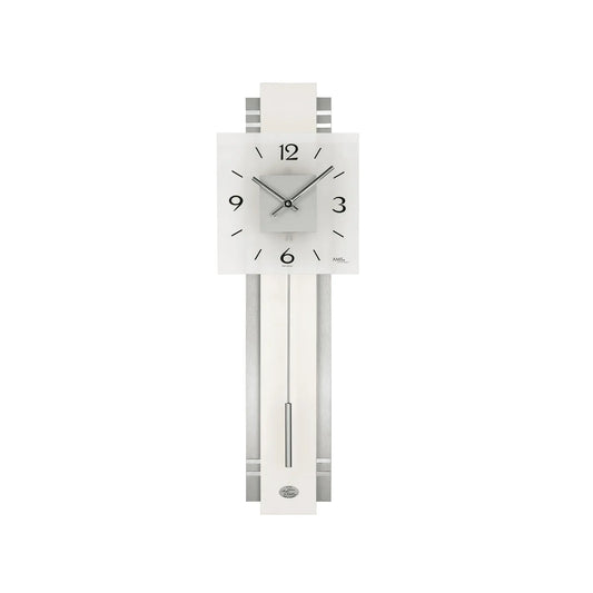Orologio da parete AMS 7302 argento • Movimento a pendolo al quarzo • Silenzioso