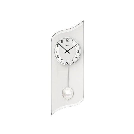 Orologio da parete AMS 7436 argento • Movimento a pendolo al quarzo • Design moderno