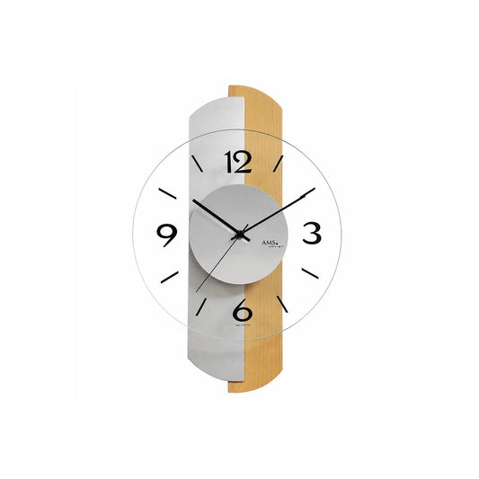 Orologio da parete AMS W9209 Sonoma • Cassa in legno di faggio • Vetro minerale sfaccettato