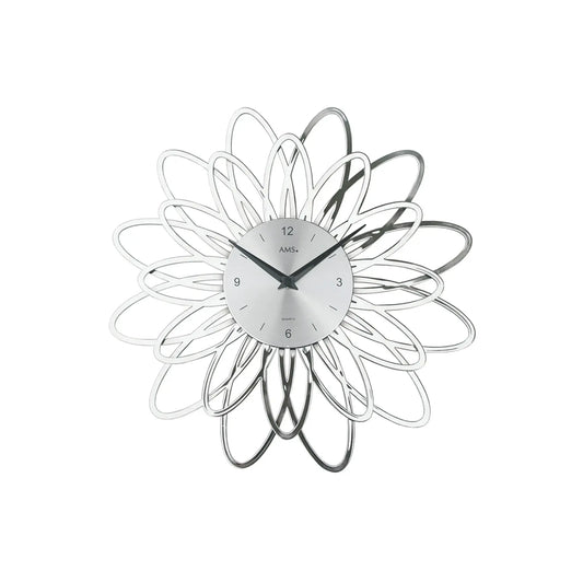 Orologio da parete AMS W9362 Bianco • Design floreale • Vetro minerale