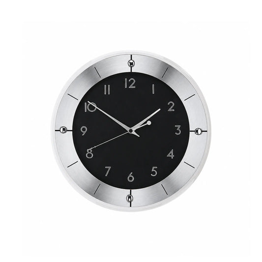 Orologio da parete AMS W9449 argento • Vetro minerale sfaccettato • Alluminio spazzolato