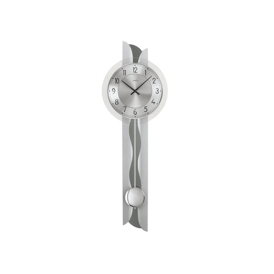 Orologio a pendolo da parete AMS W7216 argento • Movimento a pendolo al quarzo • Vetro minerale