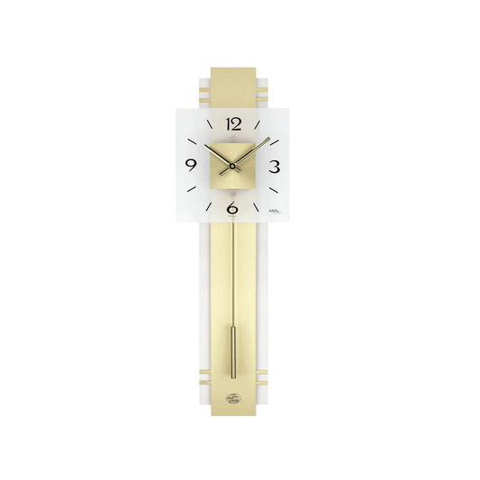 Orologio a pendolo da parete AMS W7301 noce/bianco • Movimento a pendolo al quarzo • Vetro minerale