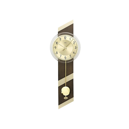 Orologio da parete AMS Nussbaum W7412 in noce • Movimento a pendolo al quarzo • Made in Germany
