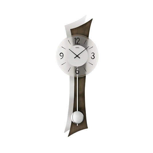 Orologio da parete AMS W7425/1 in noce • Movimento a pendolo al quarzo • Vetro minerale