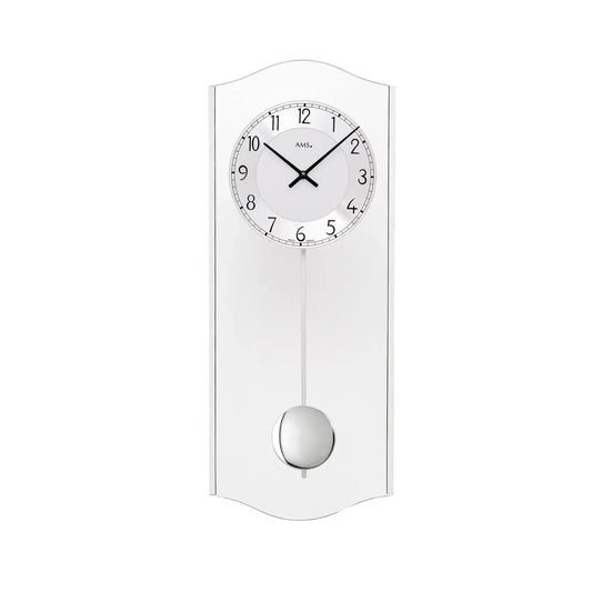 Orologio da parete AMS W7478 cromato • Movimento a pendolo al quarzo • Vetro minerale